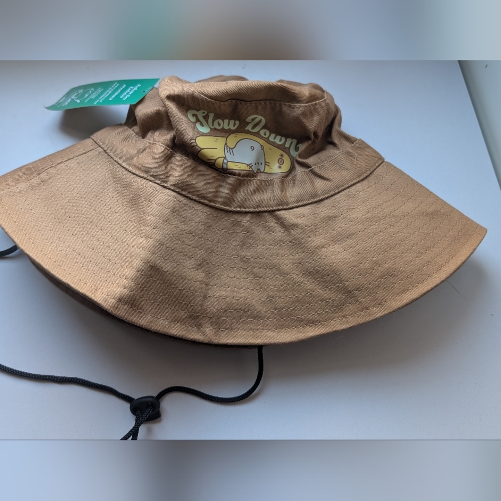 Kids Tan Bucket Hat with Elephant Design